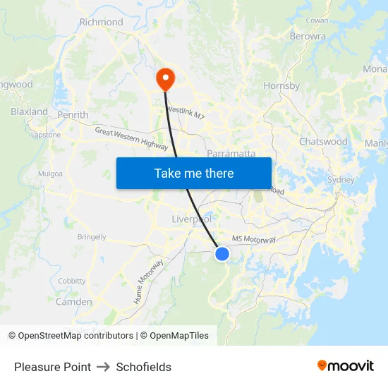 Pleasure Point to Schofields map