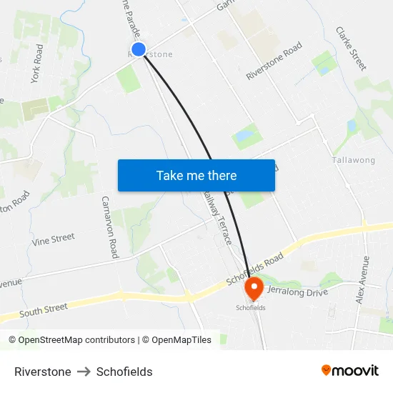 Riverstone to Schofields map