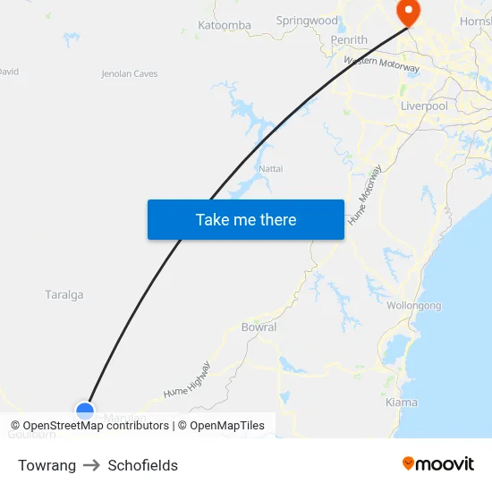 Towrang to Schofields map