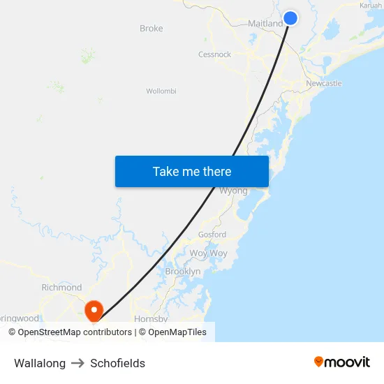 Wallalong to Schofields map