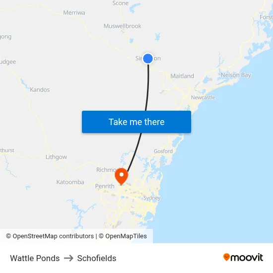 Wattle Ponds to Schofields map
