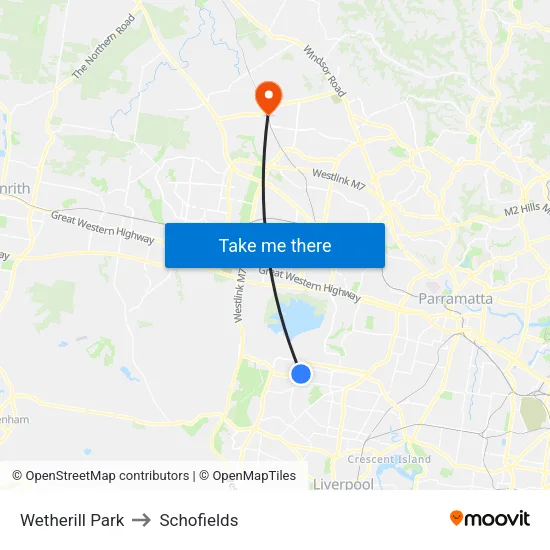 Wetherill Park to Schofields map