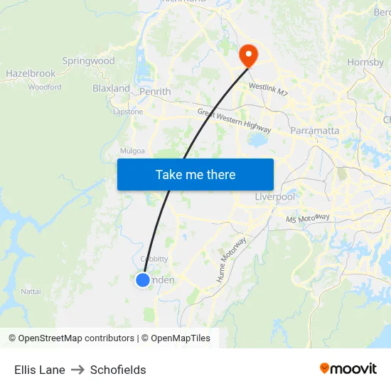 Ellis Lane to Schofields map