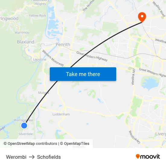 Werombi to Schofields map