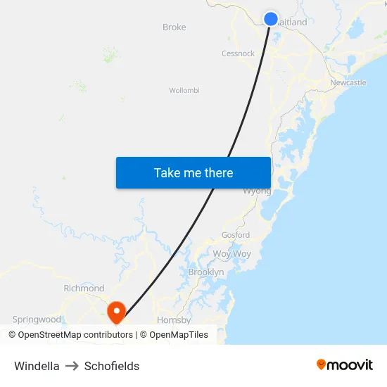 Windella to Schofields map