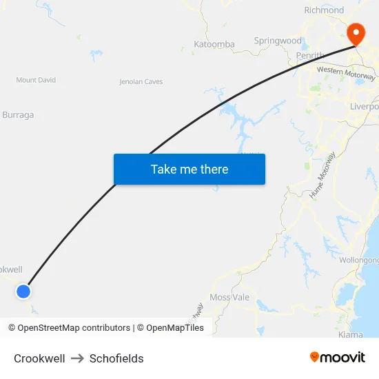 Crookwell to Schofields map