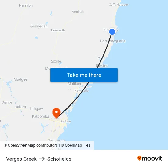 Verges Creek to Schofields map