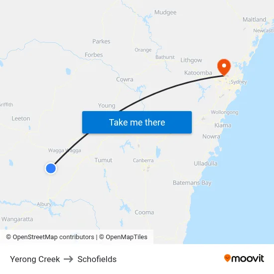 Yerong Creek to Schofields map