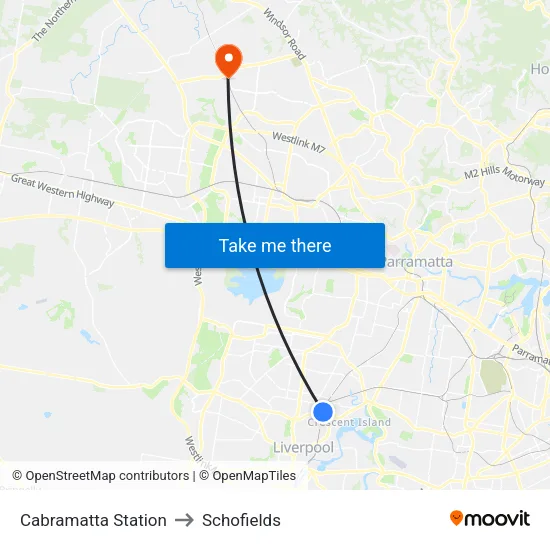 Cabramatta Station to Schofields map