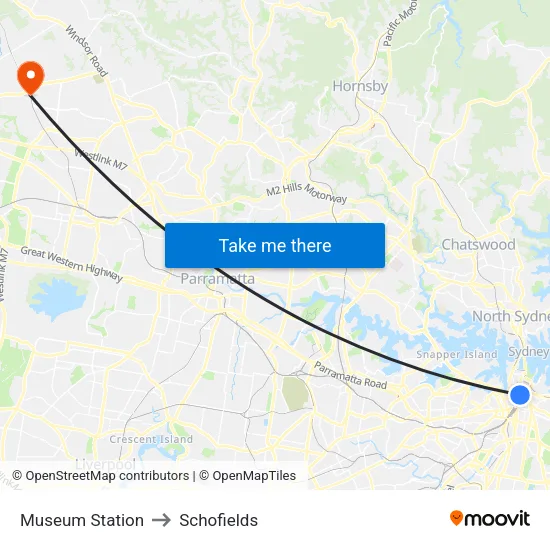 Museum Station to Schofields map