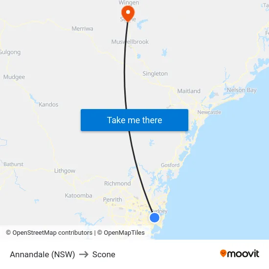 Annandale (NSW) to Scone map