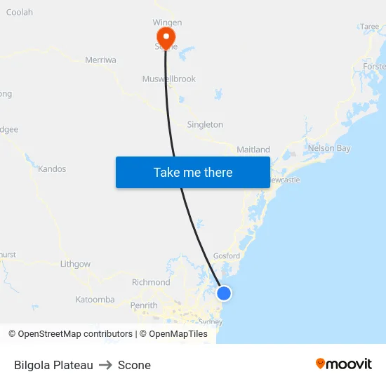 Bilgola Plateau to Scone map