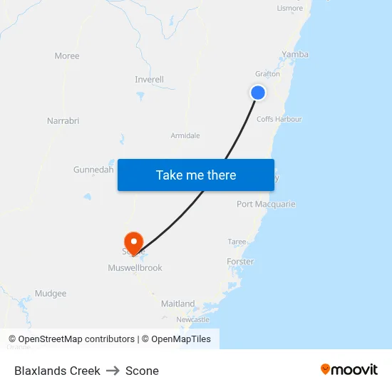 Blaxlands Creek to Scone map