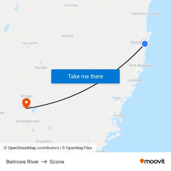 Belmore River to Scone map