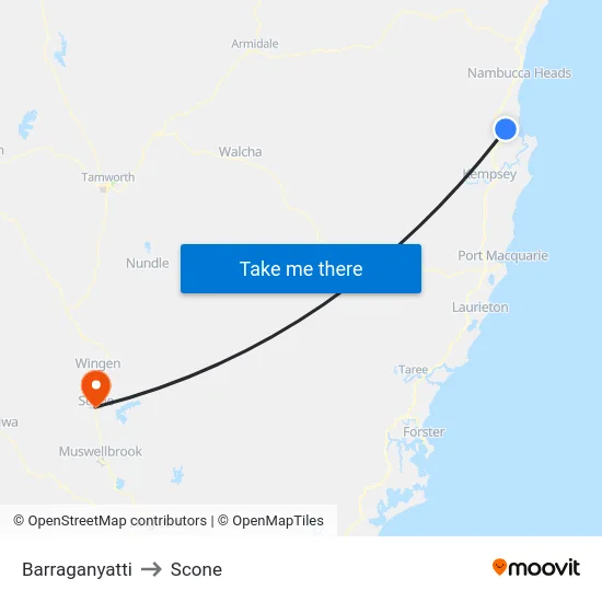 Barraganyatti to Scone map