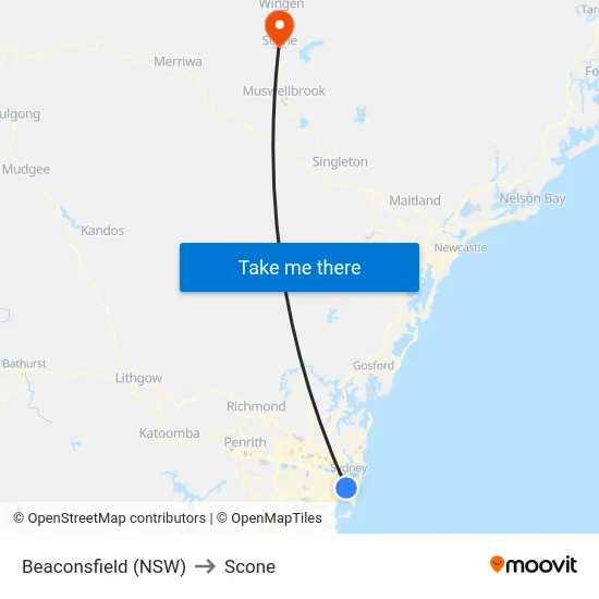 Beaconsfield (NSW) to Scone map