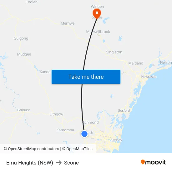 Emu Heights (NSW) to Scone map