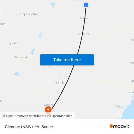 Glencoe (NSW) to Scone map