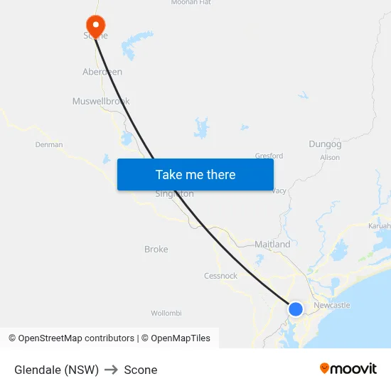 Glendale (NSW) to Scone map