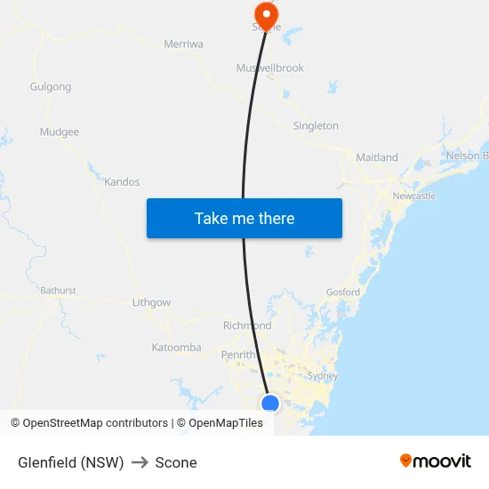 Glenfield (NSW) to Scone map