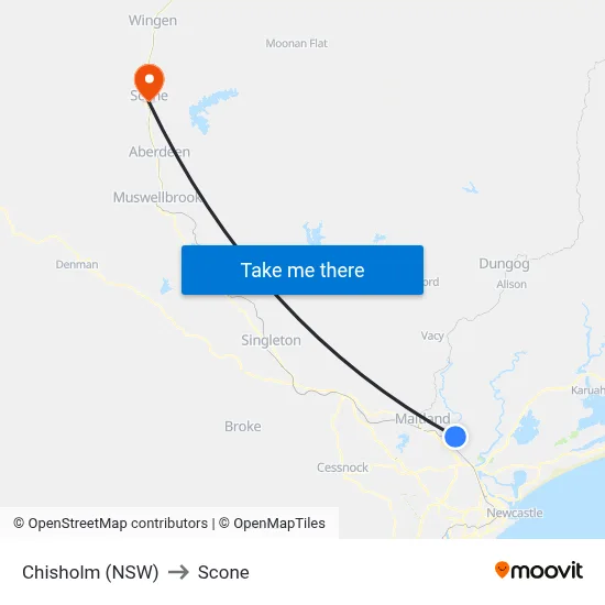 Chisholm (NSW) to Scone map