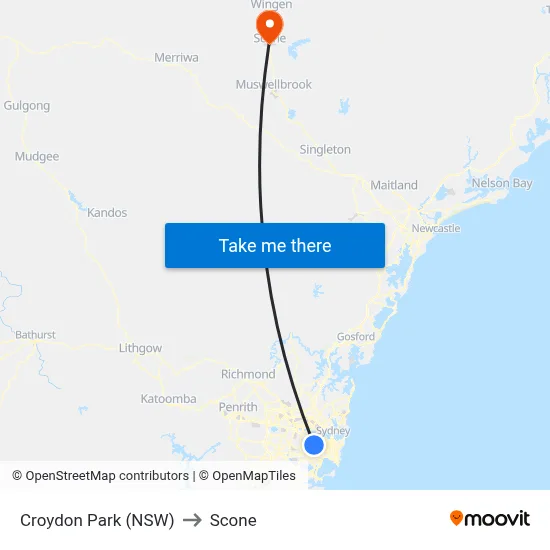 Croydon Park (NSW) to Scone map