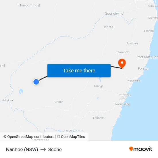 Ivanhoe (NSW) to Scone map