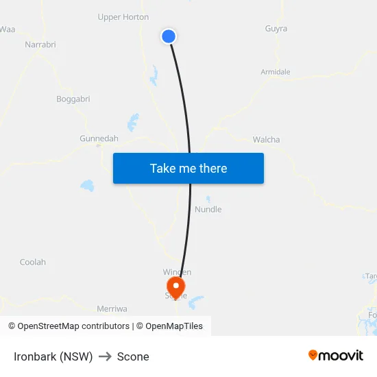 Ironbark (NSW) to Scone map