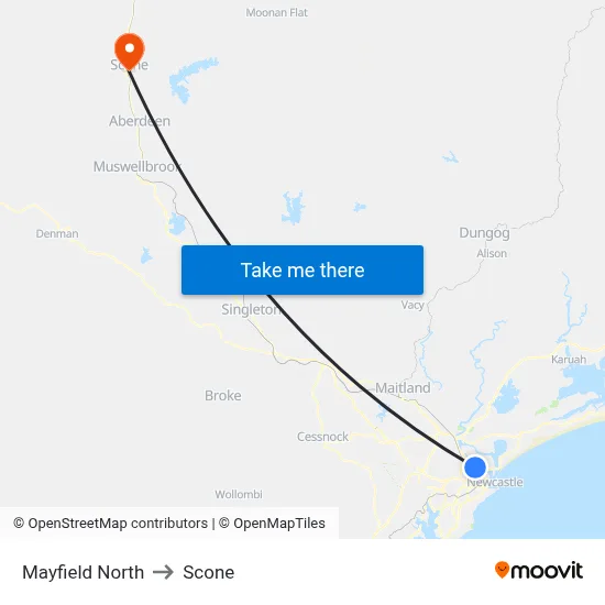 Mayfield North to Scone map