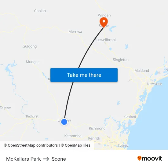 McKellars Park to Scone map