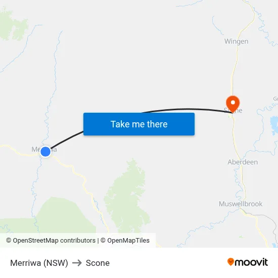 Merriwa (NSW) to Scone map