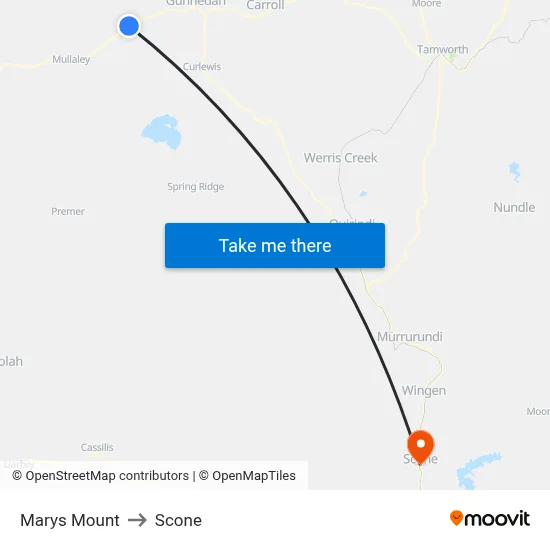 Marys Mount to Scone map