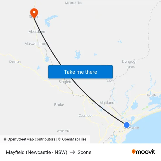 Mayfield (Newcastle - NSW) to Scone map
