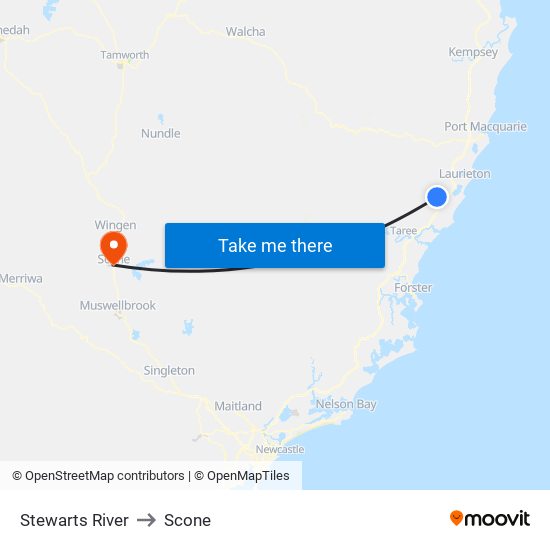 Stewarts River to Scone map