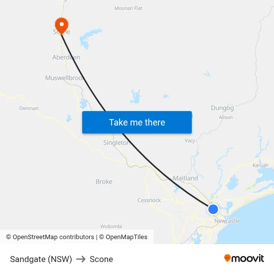 Sandgate (NSW) to Scone map