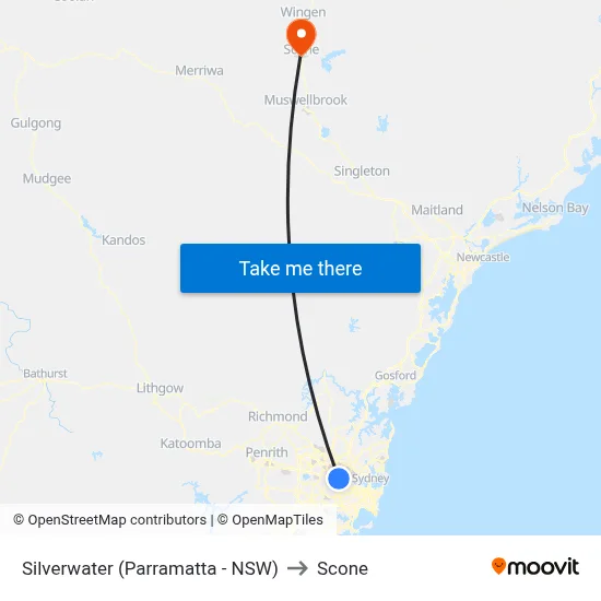 Silverwater (Parramatta - NSW) to Scone map