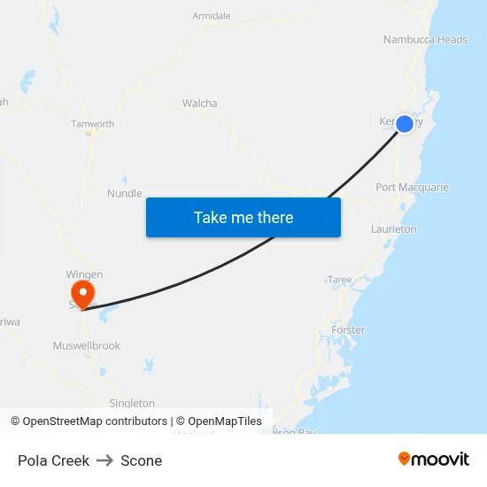 Pola Creek to Scone map