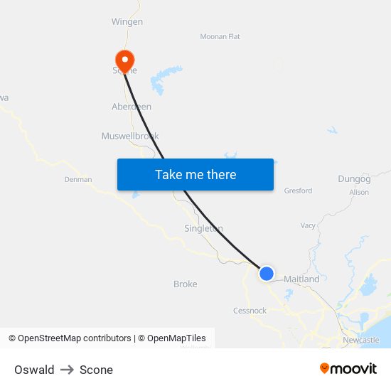 Oswald to Scone map