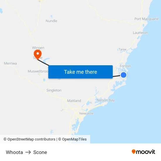 Whoota to Scone map