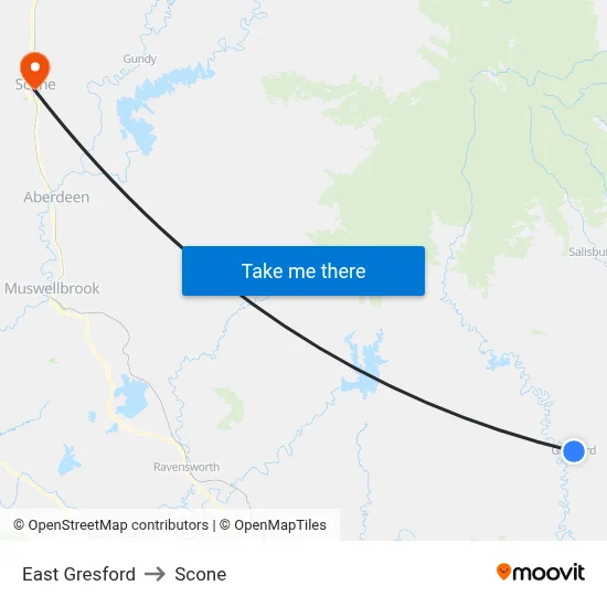 East Gresford to Scone map