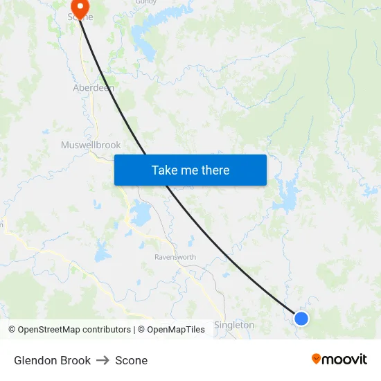 Glendon Brook to Scone map
