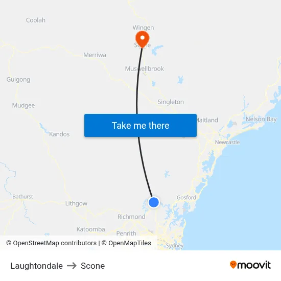 Laughtondale to Scone map