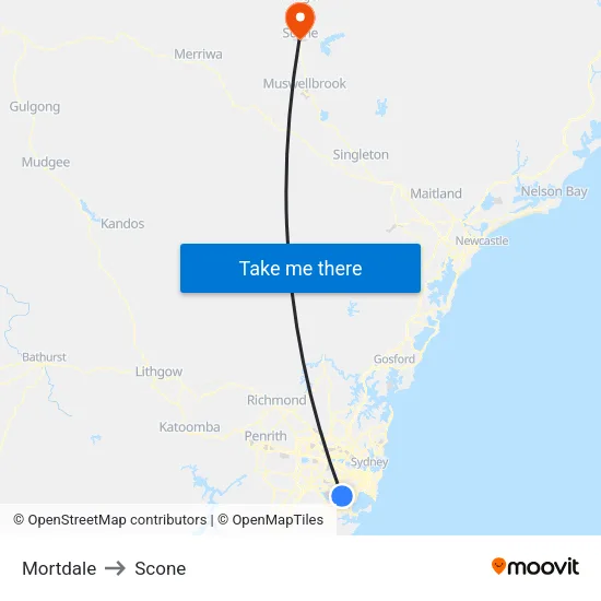 Mortdale to Scone map