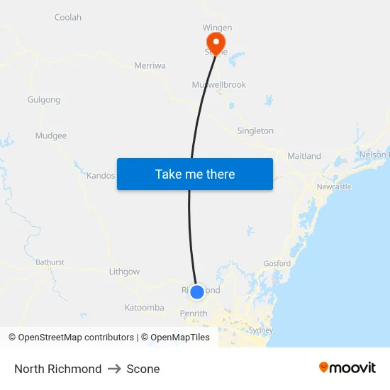 North Richmond to Scone map