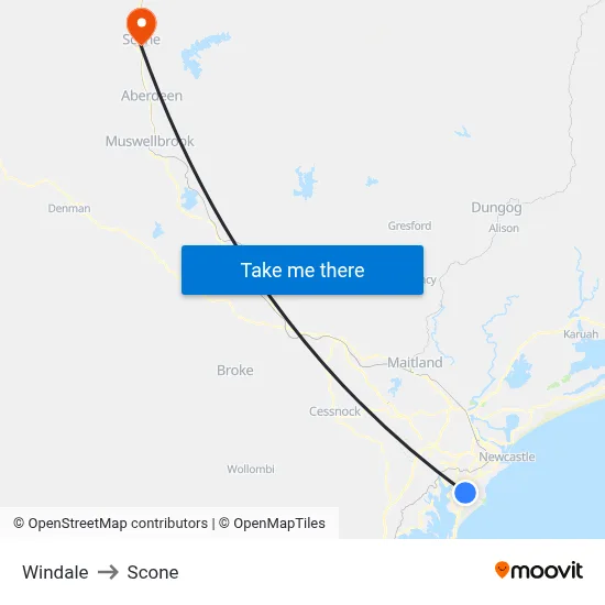 Windale to Scone map