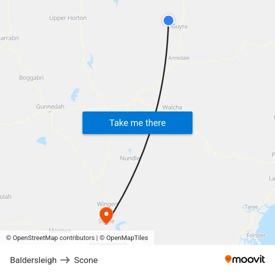 Baldersleigh to Scone map
