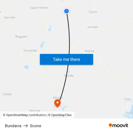 Bundarra to Scone map