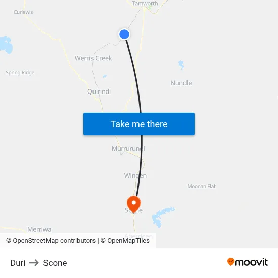 Duri to Scone map