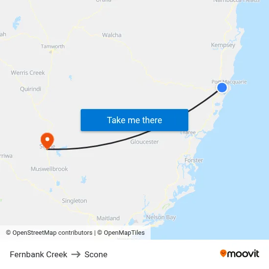 Fernbank Creek to Scone map