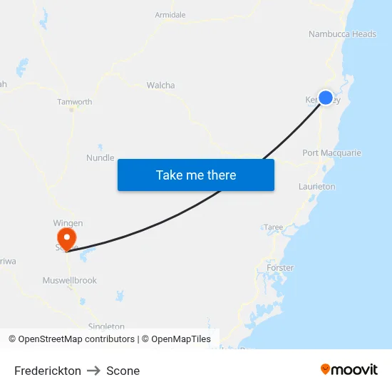 Frederickton to Scone map